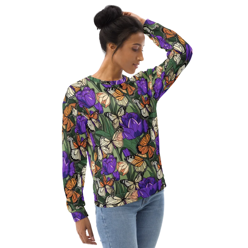 Monarch Iris on Sweatshirt — Right Front
