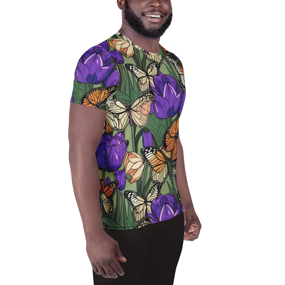 Monarch Iris on Men's Athletic T-Shirt — Right