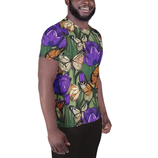 Monarch Iris on a Men's Athletic T-Shirt