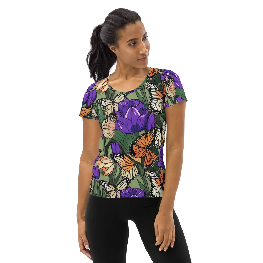 Monarch Iris on Women's Athletic T-Shirt — Front