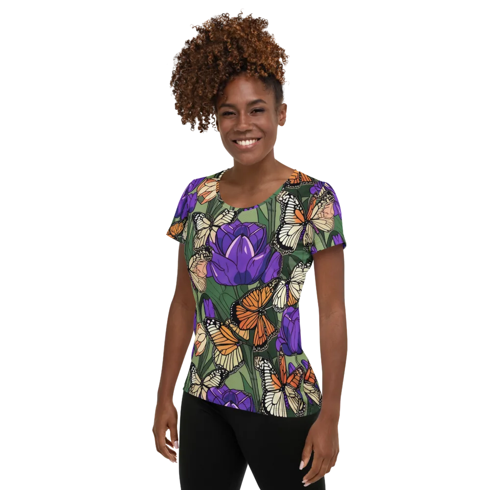 Monarch Iris on Women's Athletic T-Shirt — Left
