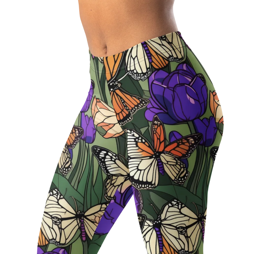 Monarch Iris on Leggings — Left Front