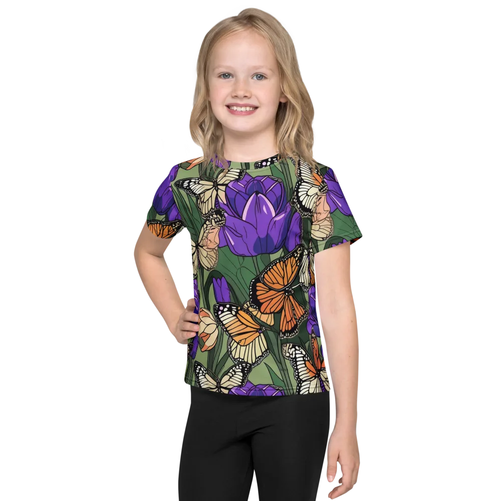 Monarch Iris on Kids Crew Neck T-Shirt — Front