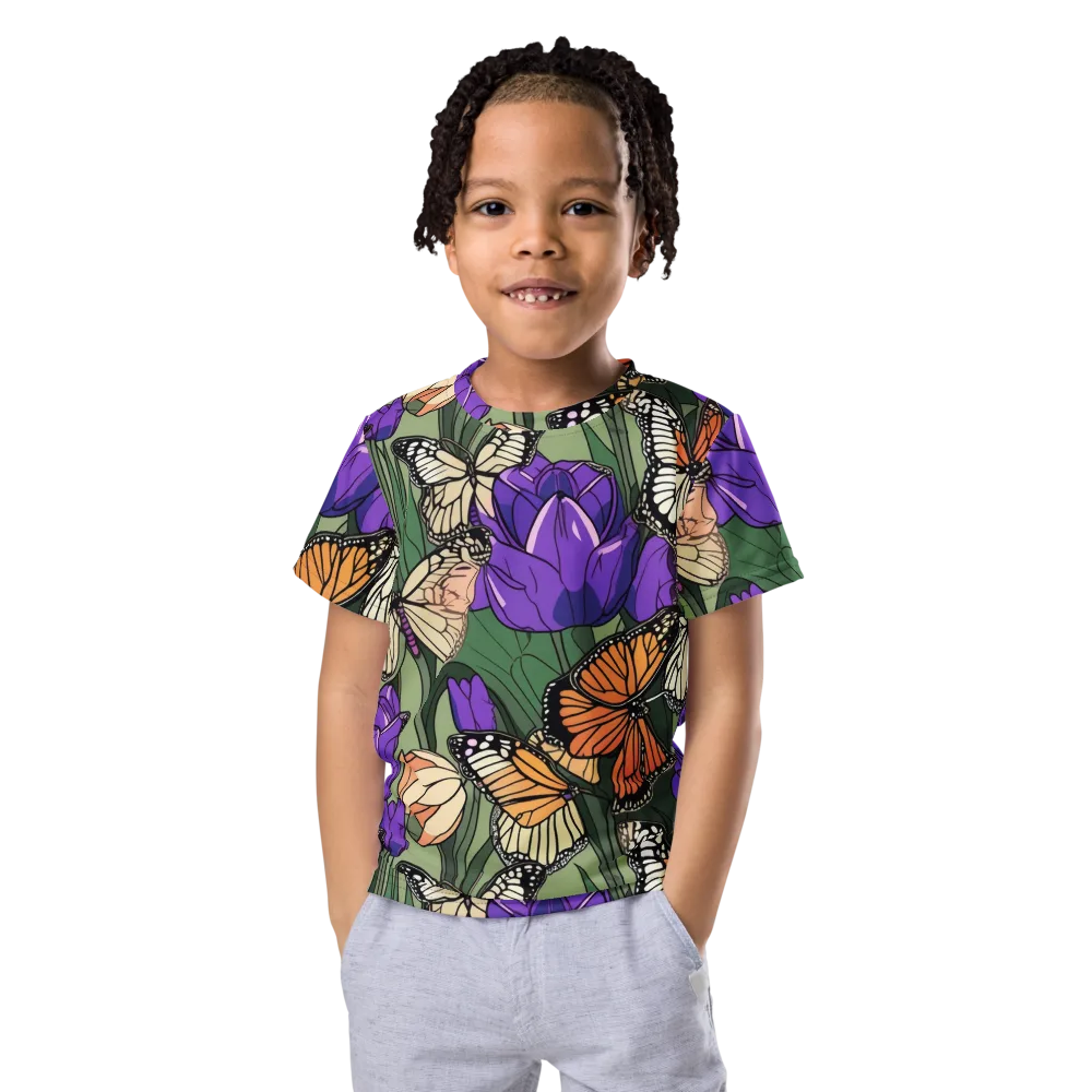 Monarch Iris on Kids Crew Neck T-Shirt — Front
