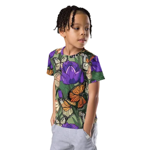 Monarch Iris on a Kids Crew Neck T-Shirt