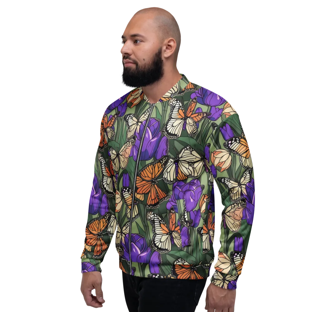 Monarch Iris on Bomber Jacket — Left