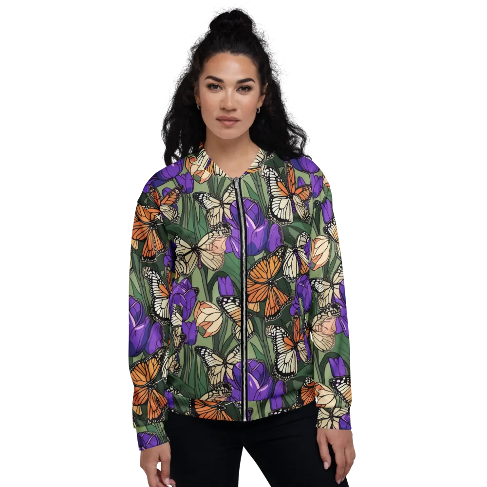 Monarch Iris on Bomber Jacket — Front