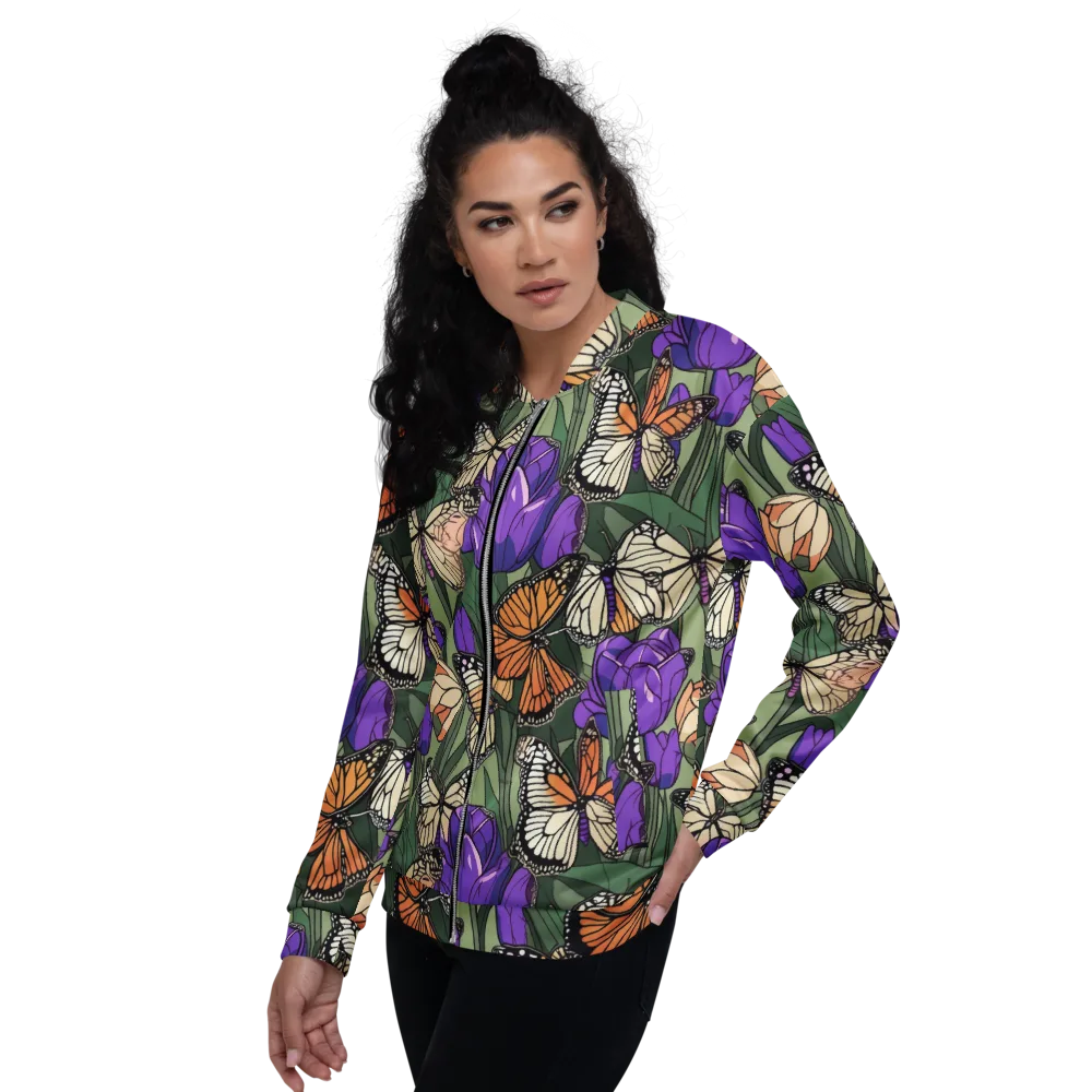 Monarch Iris on Bomber Jacket — Left