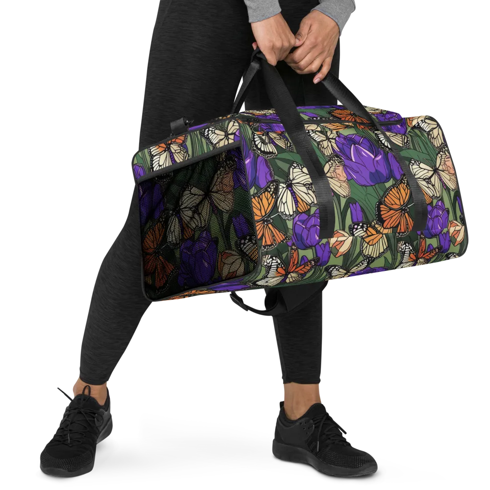 Monarch Iris on Duffle Bag — Right Front