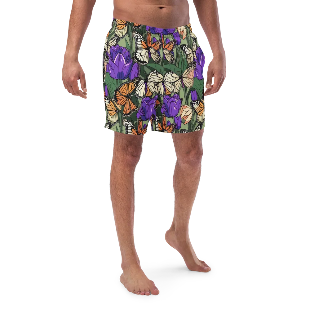 Monarch Iris on Swim Trunks — Front