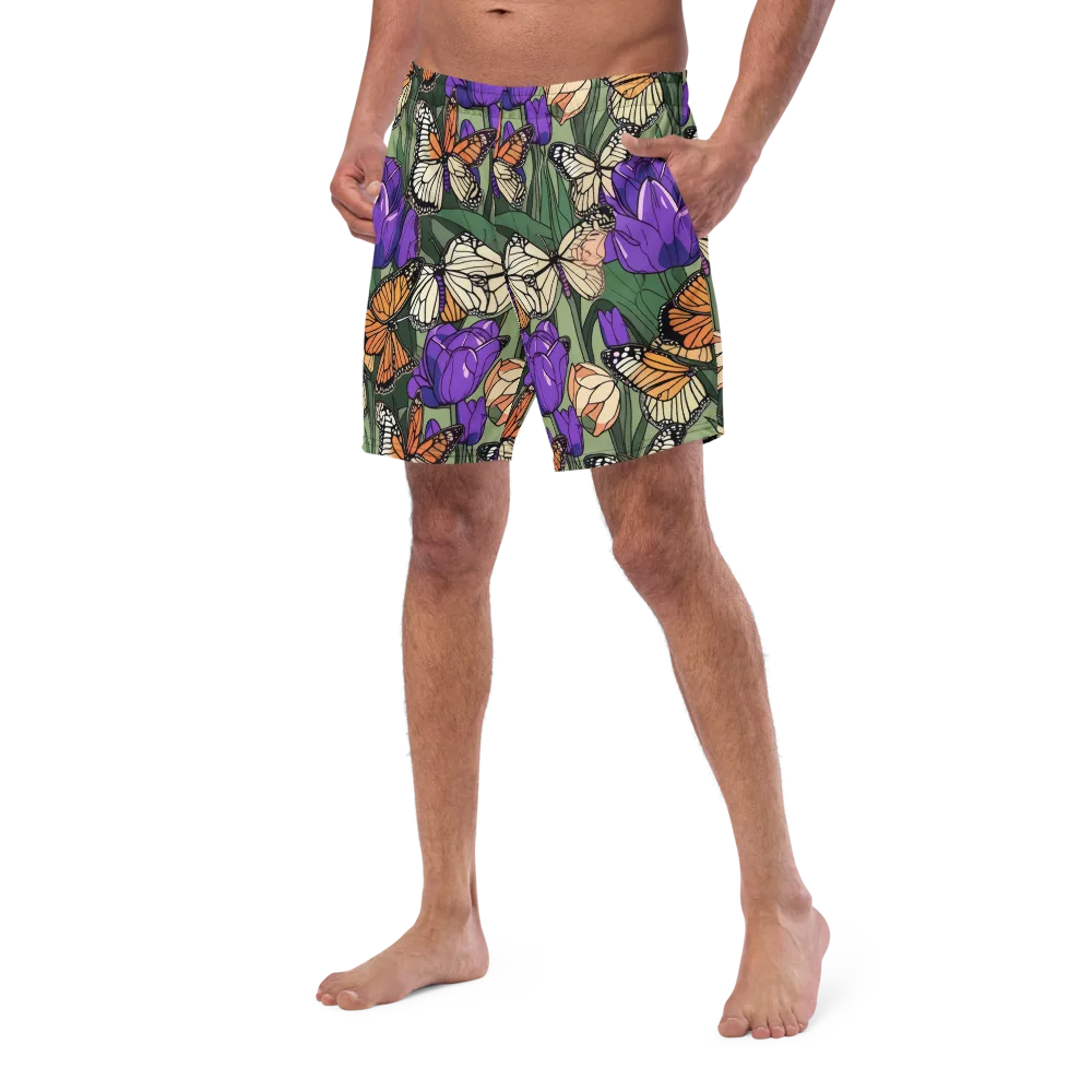 Monarch Iris on Swim Trunks — Left Front