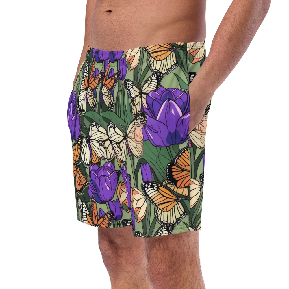 Monarch Iris on Swim Trunks — Left Front