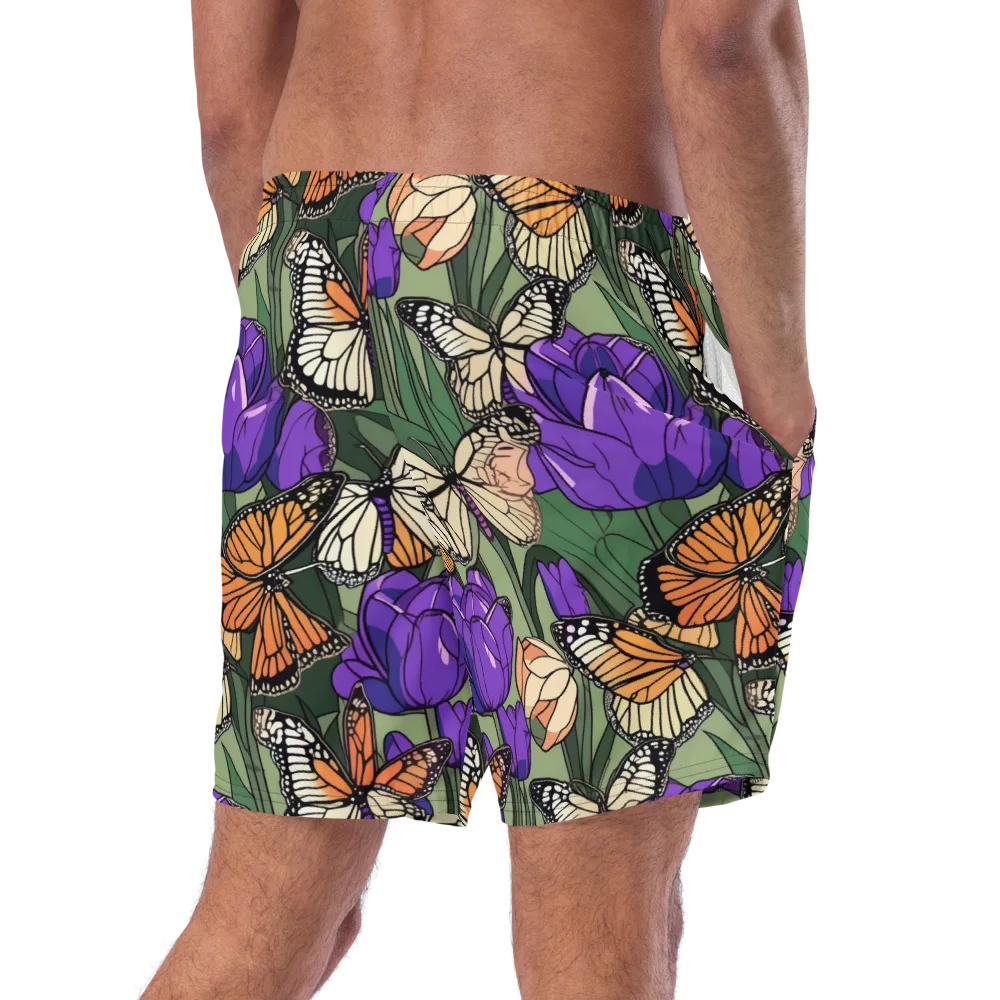 Monarch Iris on Swim Trunks — Right Back