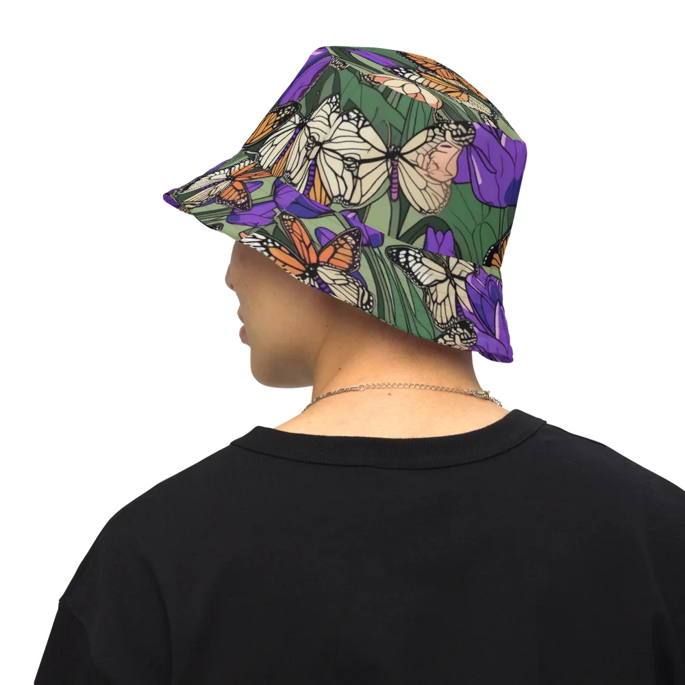 Monarch Iris on Reversible Bucket Hat — Back Inside