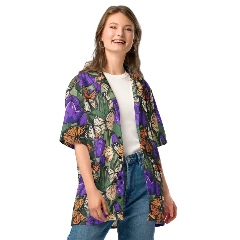 Monarch Iris on Button Shirt — Front