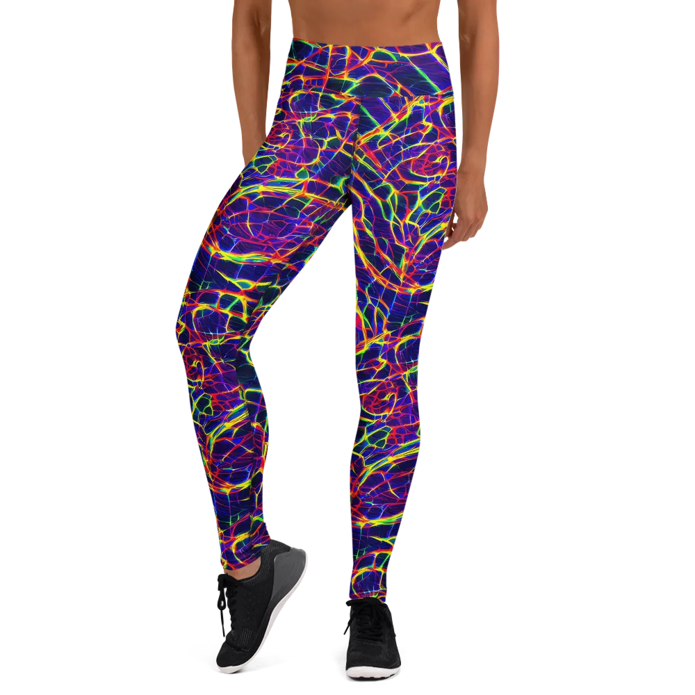 Acid Network on Yoga Leggings — Front