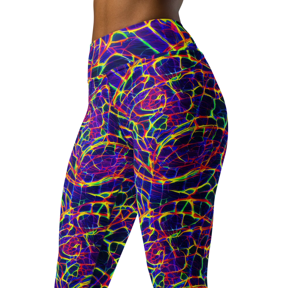 Acid Network on Yoga Leggings — Left Front