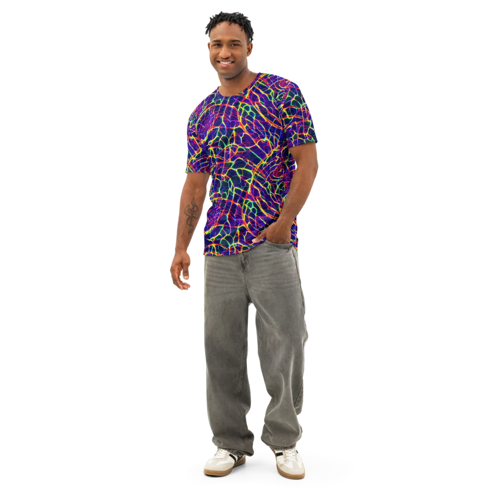 Acid Network on Men's Cotton Crew Neck T-Shirt — Front