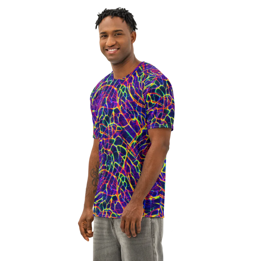 Acid Network on Men's Cotton Crew Neck T-Shirt — Left Front