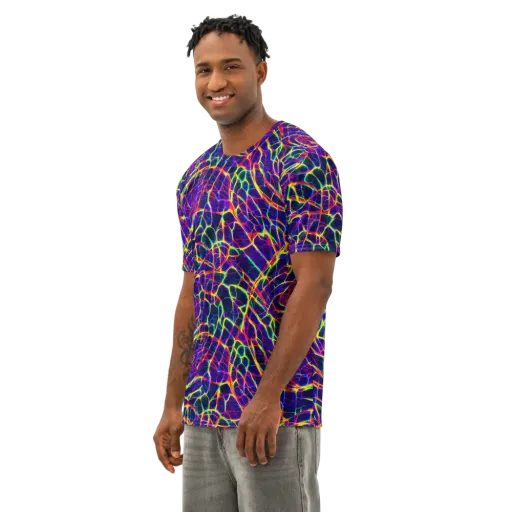 Acid Network on a Men's Cotton Crew Neck T-Shirt