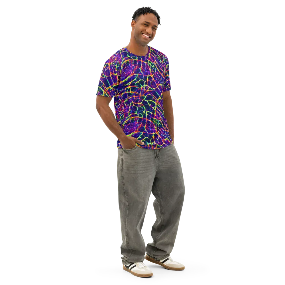 Acid Network on Men's Cotton Crew Neck T-Shirt — Right Front