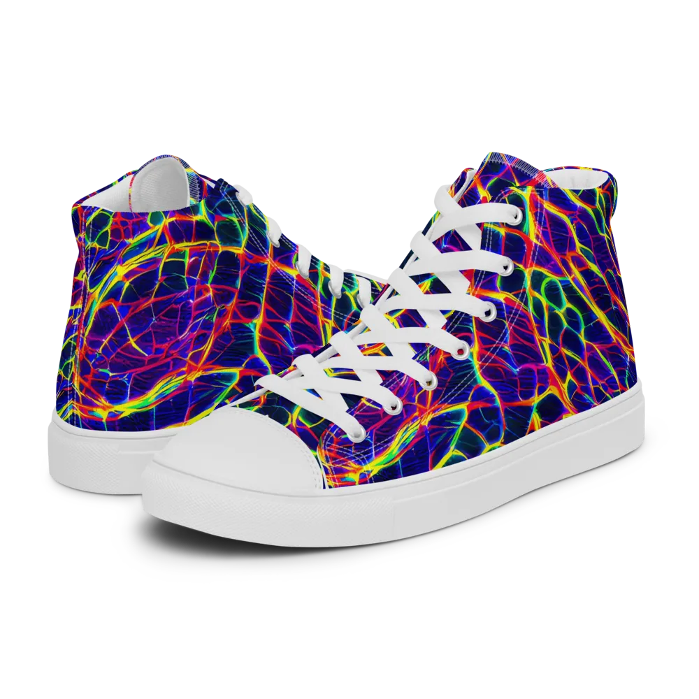 Acid Network on Men's High Top Canvas Shoes — Left