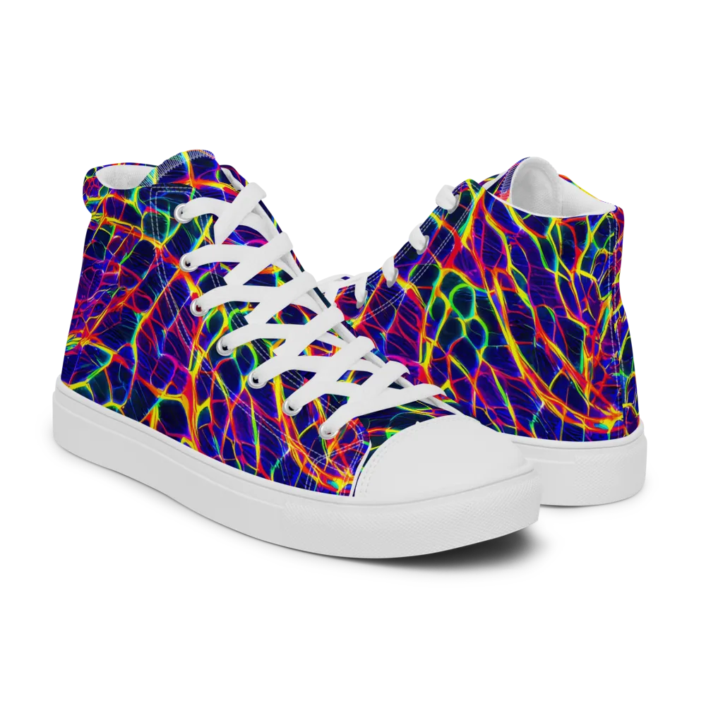 Acid Network on Men's High Top Canvas Shoes — Right