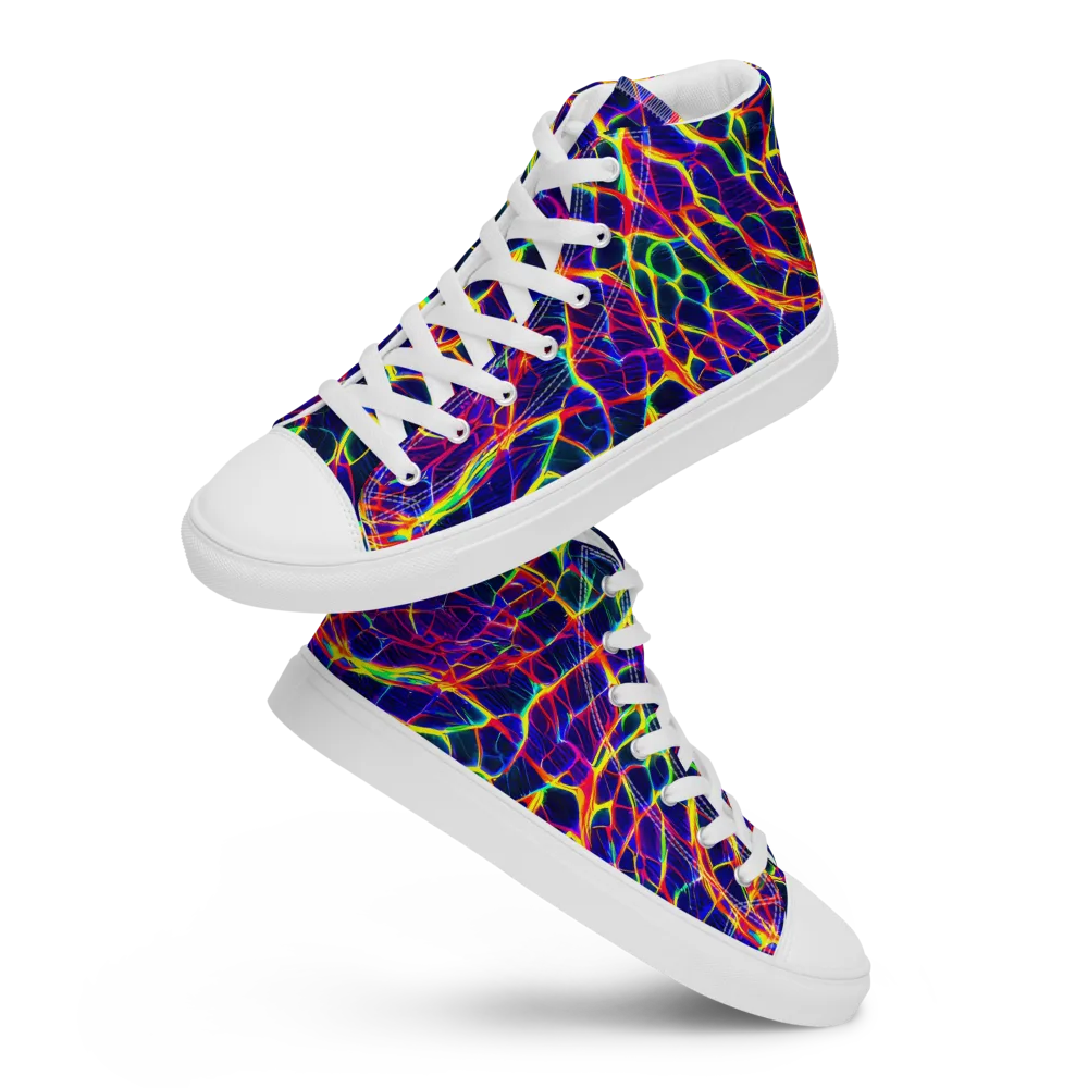 Acid Network on Men's High Top Canvas Shoes — Front
