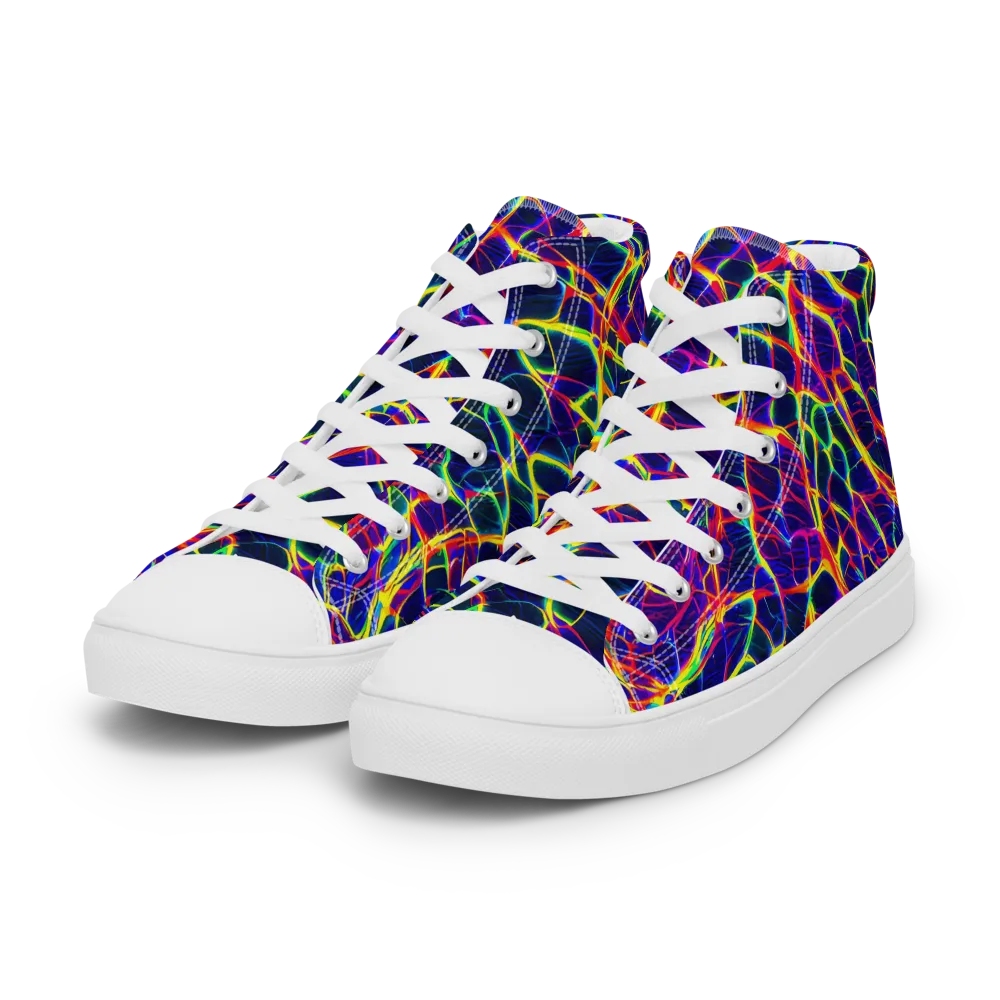 Acid Network on Women's High Top Canvas Shoes — Left Front
