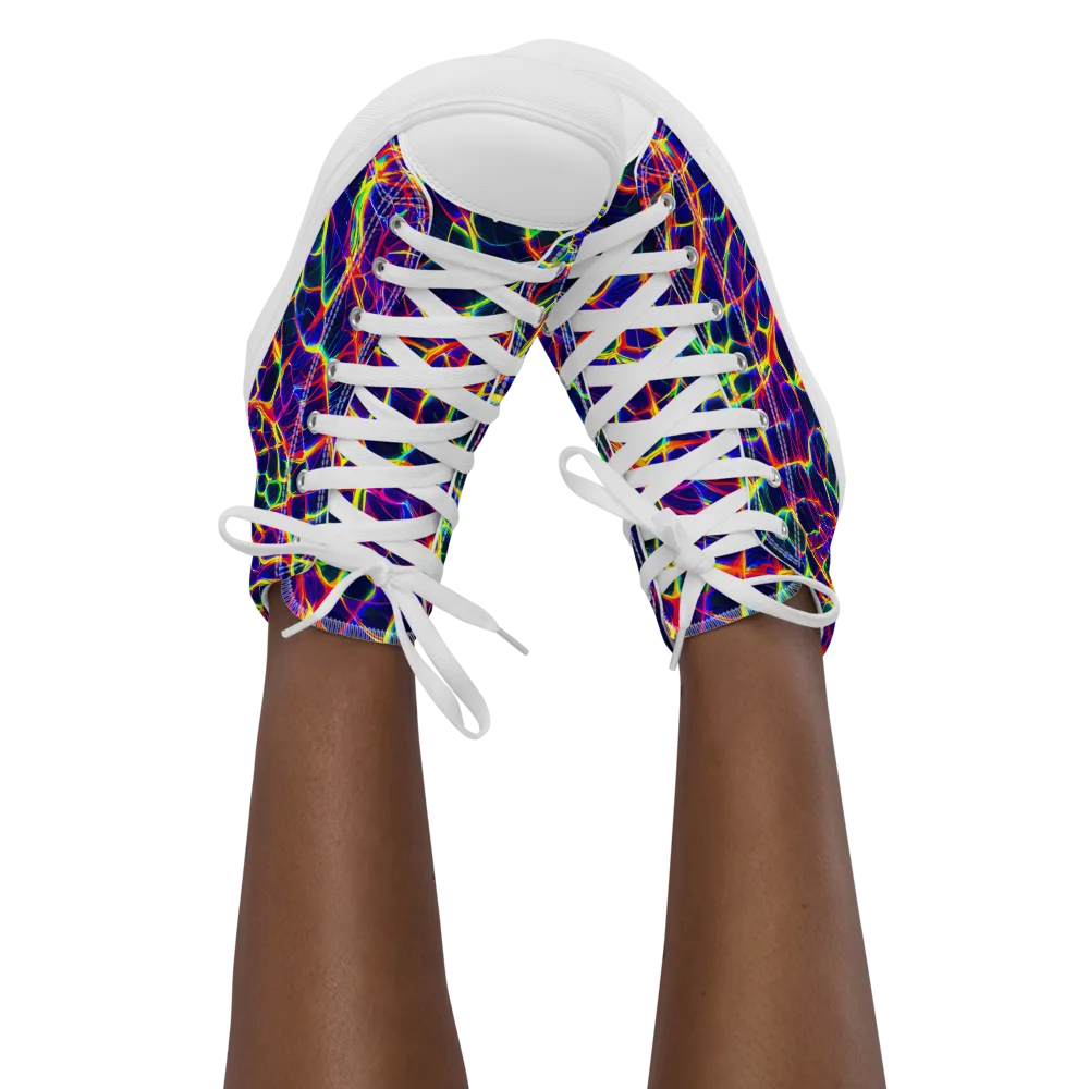 Acid Network on Women's High Top Canvas Shoes — Front