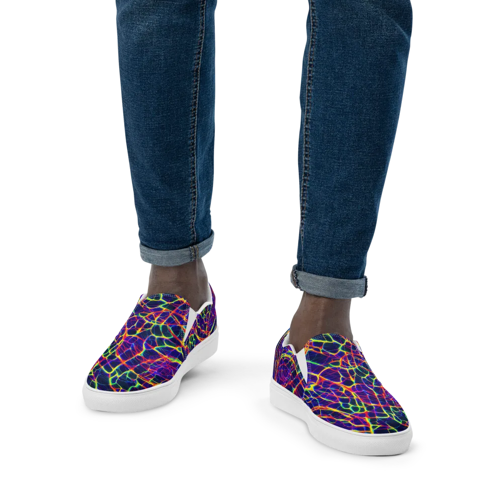 Acid Network on Men's Slip-On Canvas Shoes — Front