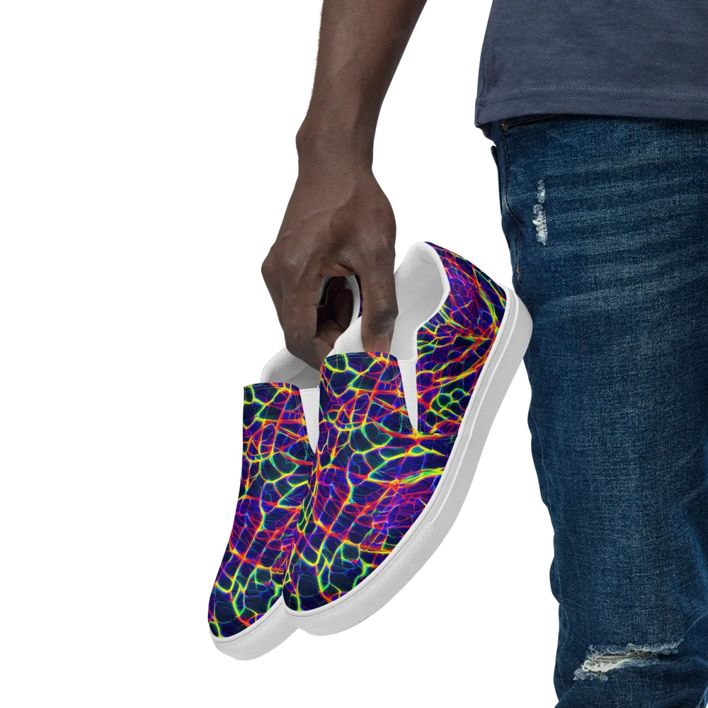 Acid Network on Men's Slip-On Canvas Shoes — Left Front