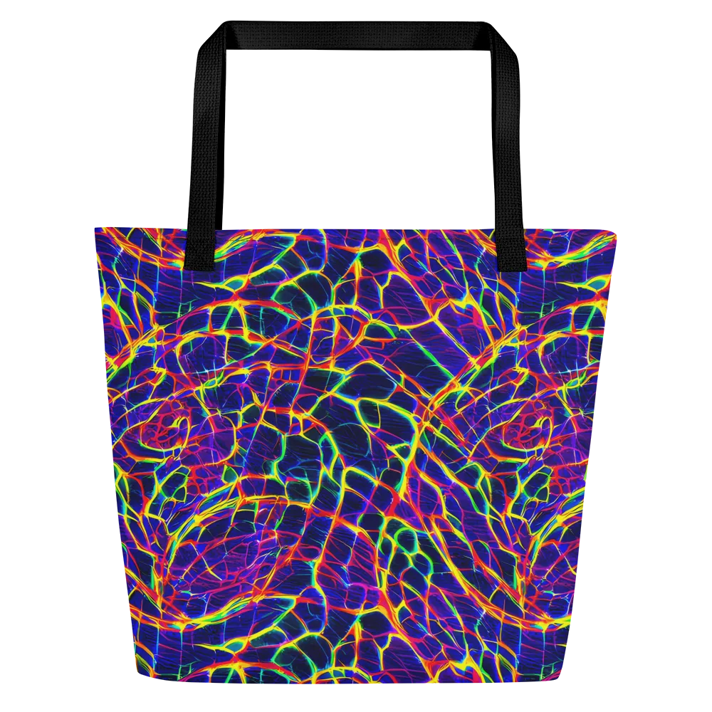 Acid Network on Large Tote Bag W/ Pocket — Front