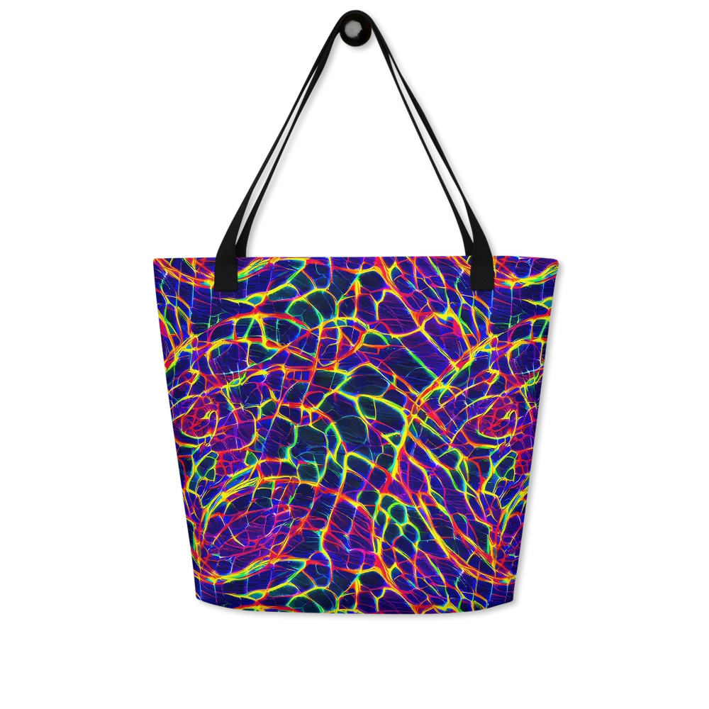 Acid Network on Large Tote Bag W/ Pocket — Front