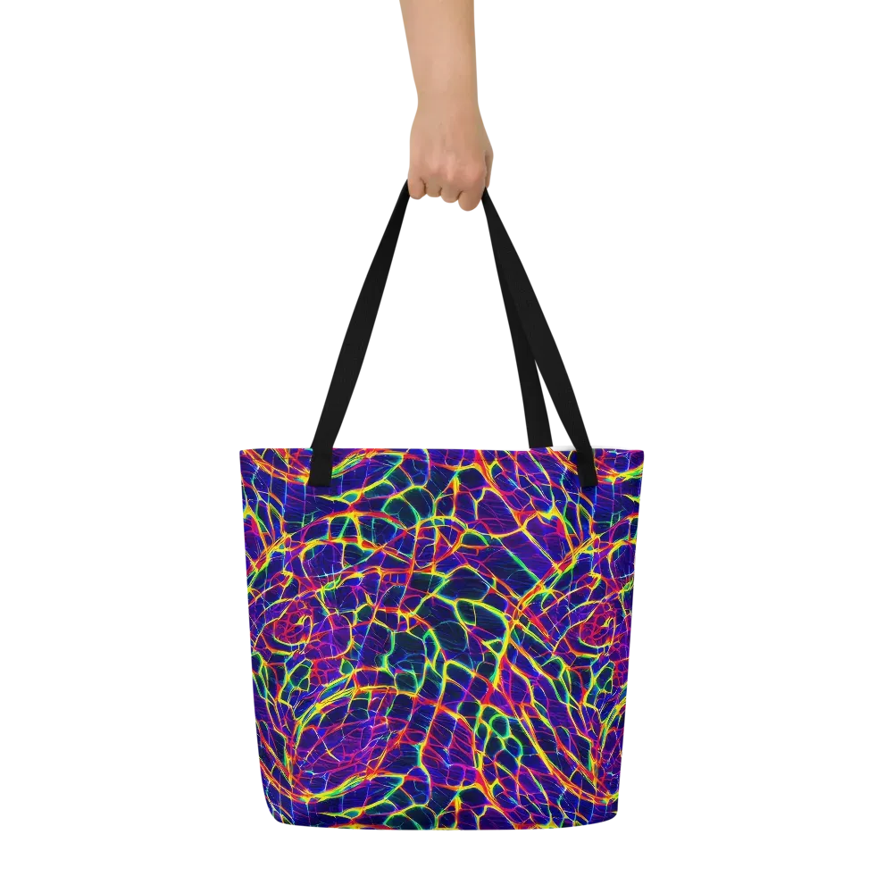 Acid Network on Large Tote Bag W/ Pocket — Front