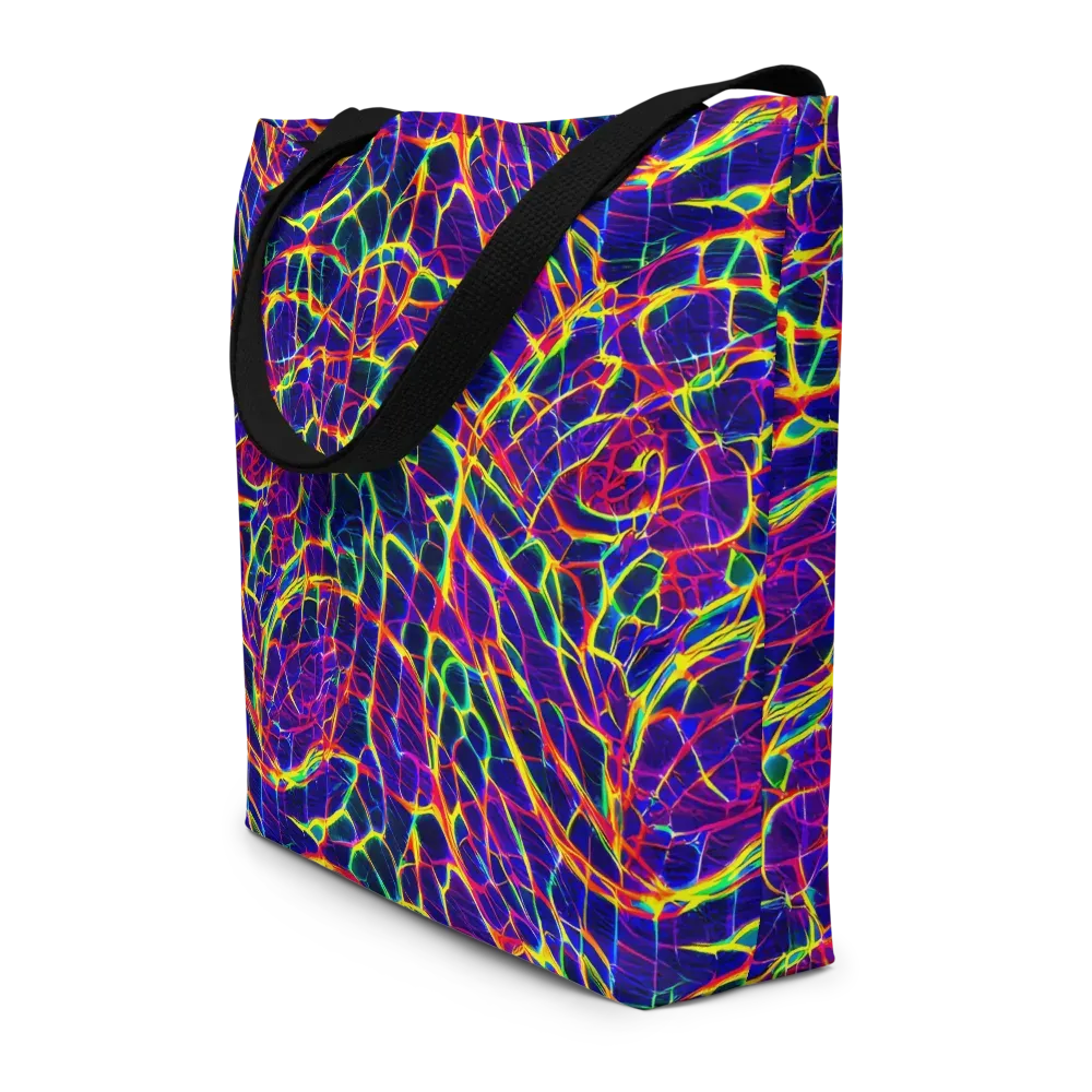 Acid Network on Large Tote Bag W/ Pocket — Front