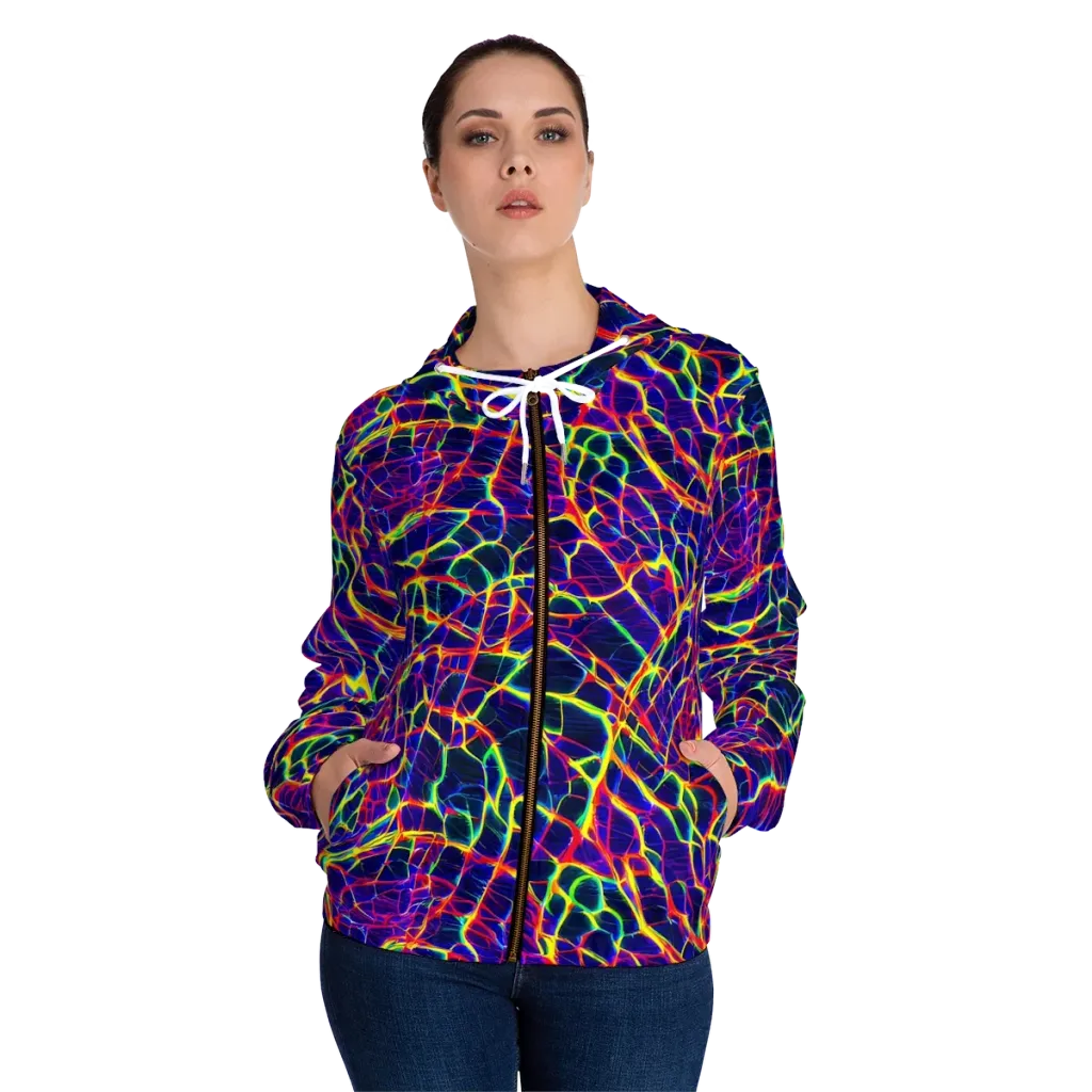 Acid Network on Women's Full-Zip Hoodie — Front On Person