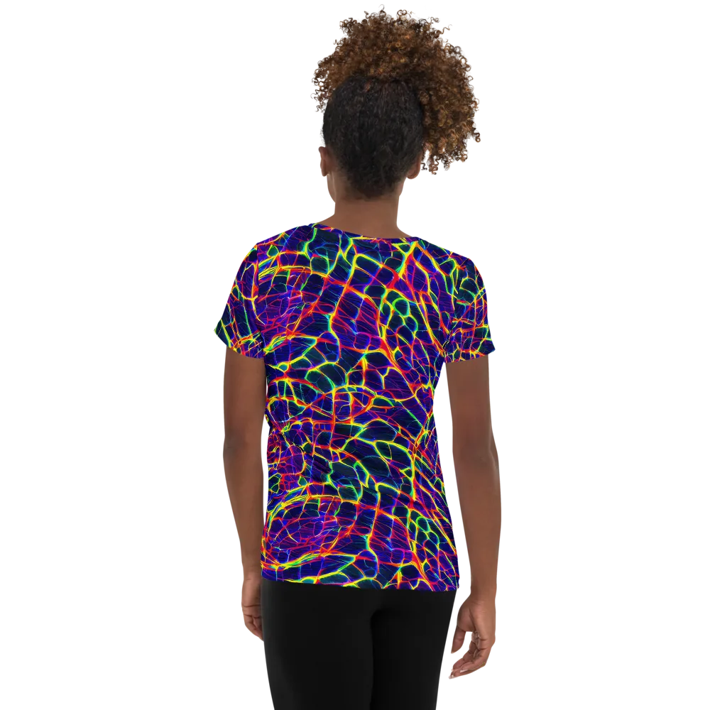 Acid Network on Women's Athletic T-Shirt — Back
