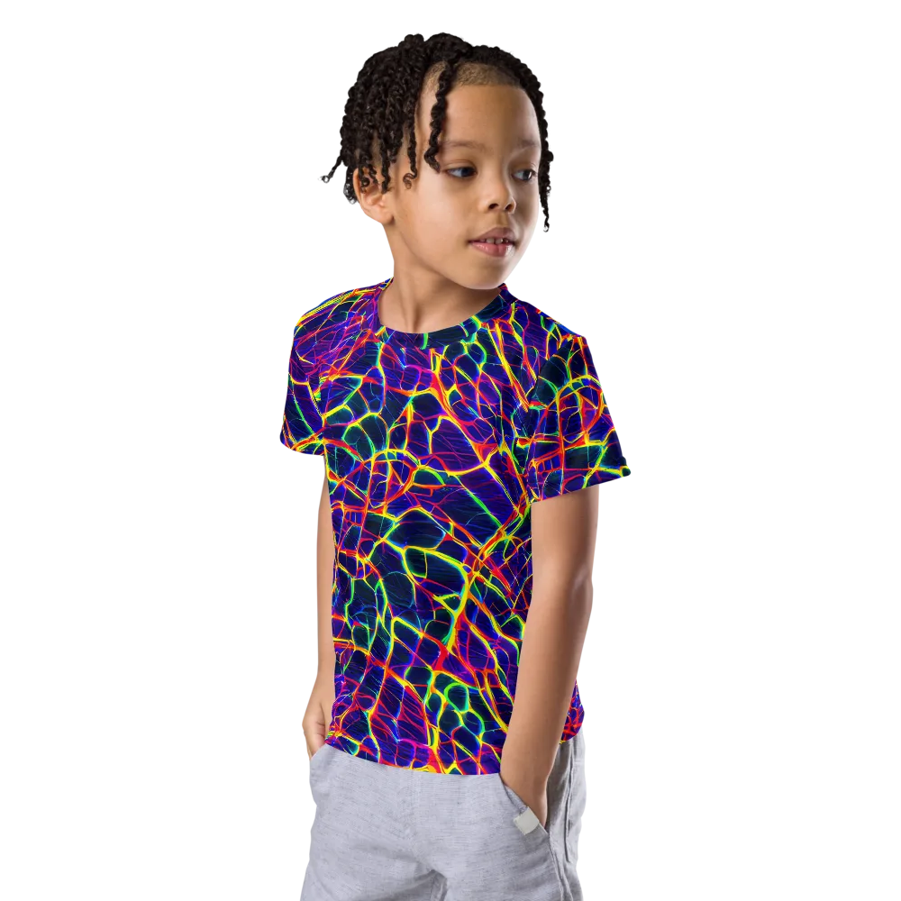 Acid Network on Kids Crew Neck T-Shirt — Left Front