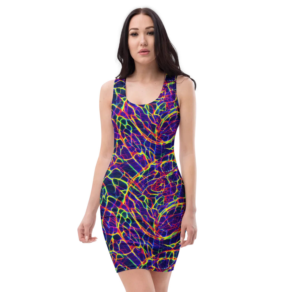 Acid Network on Bodycon Dress — Front