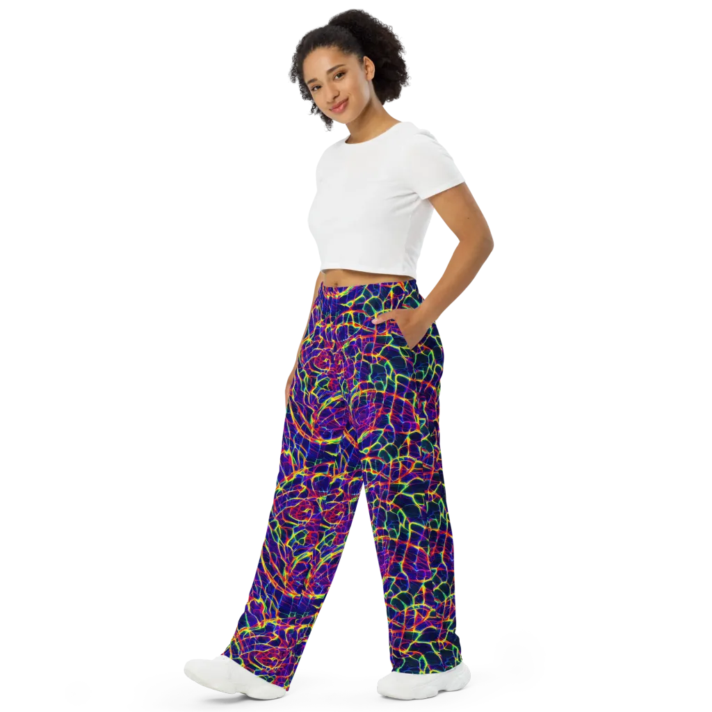 Acid Network on Wide-Leg Pants — Left Front