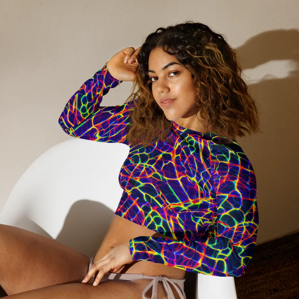 Acid Network on Long Sleeve Crop Top — Left Front