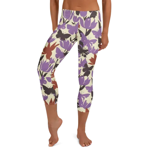 Violet Mariposa on a Capri Leggings