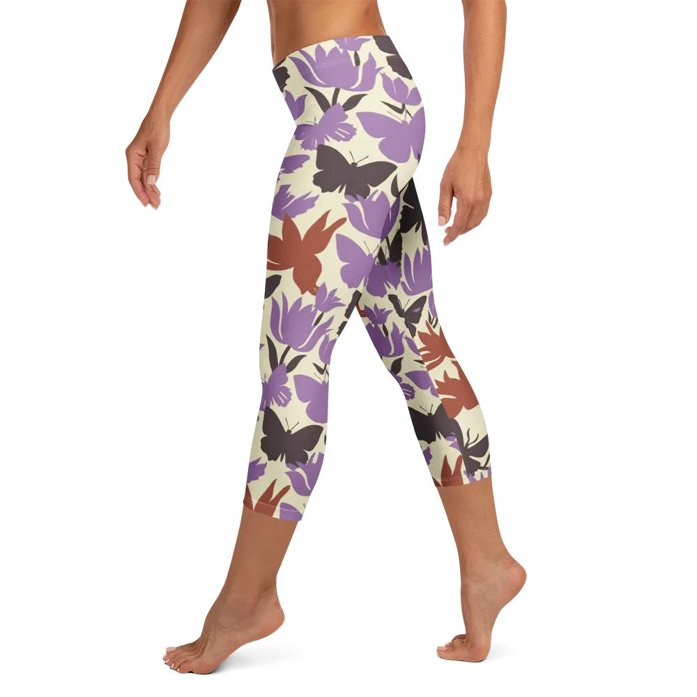 Violet Mariposa on Capri Leggings — Left