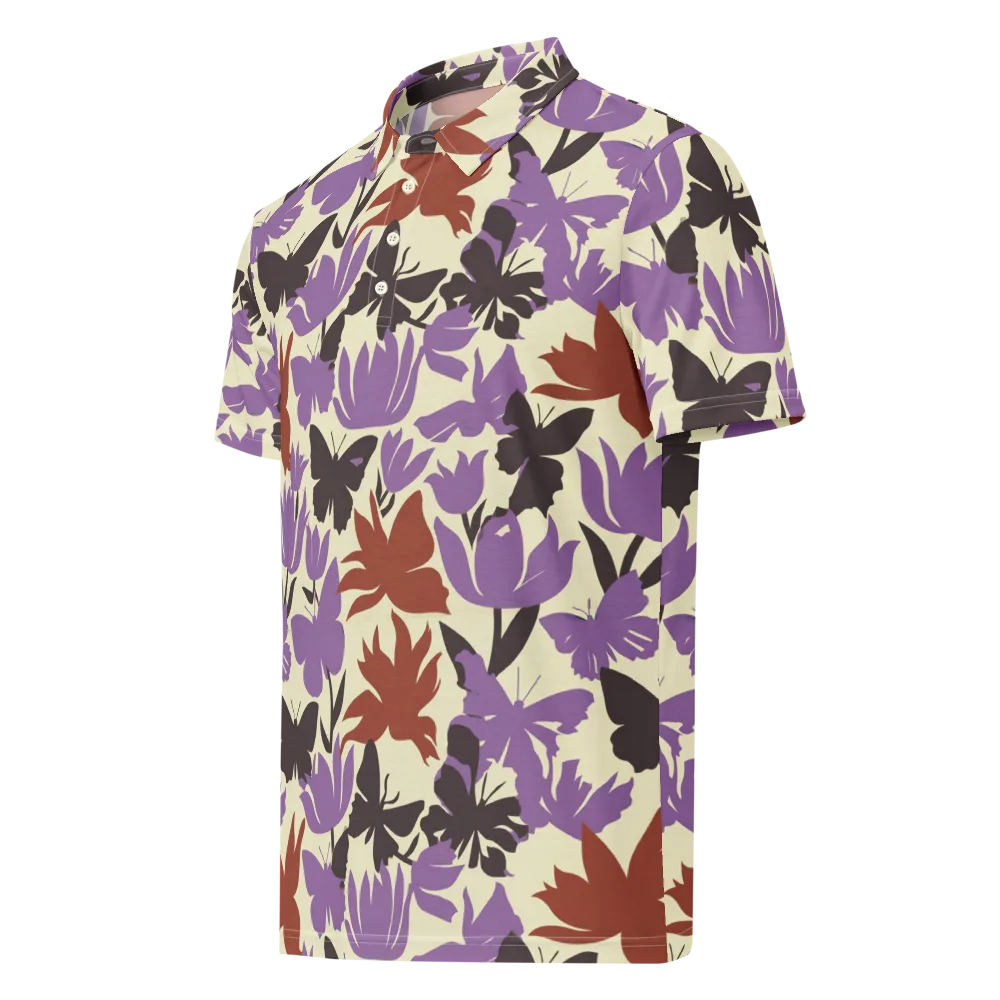 Violet Mariposa on Men's Slim Fit Polo Shirt — Left Front