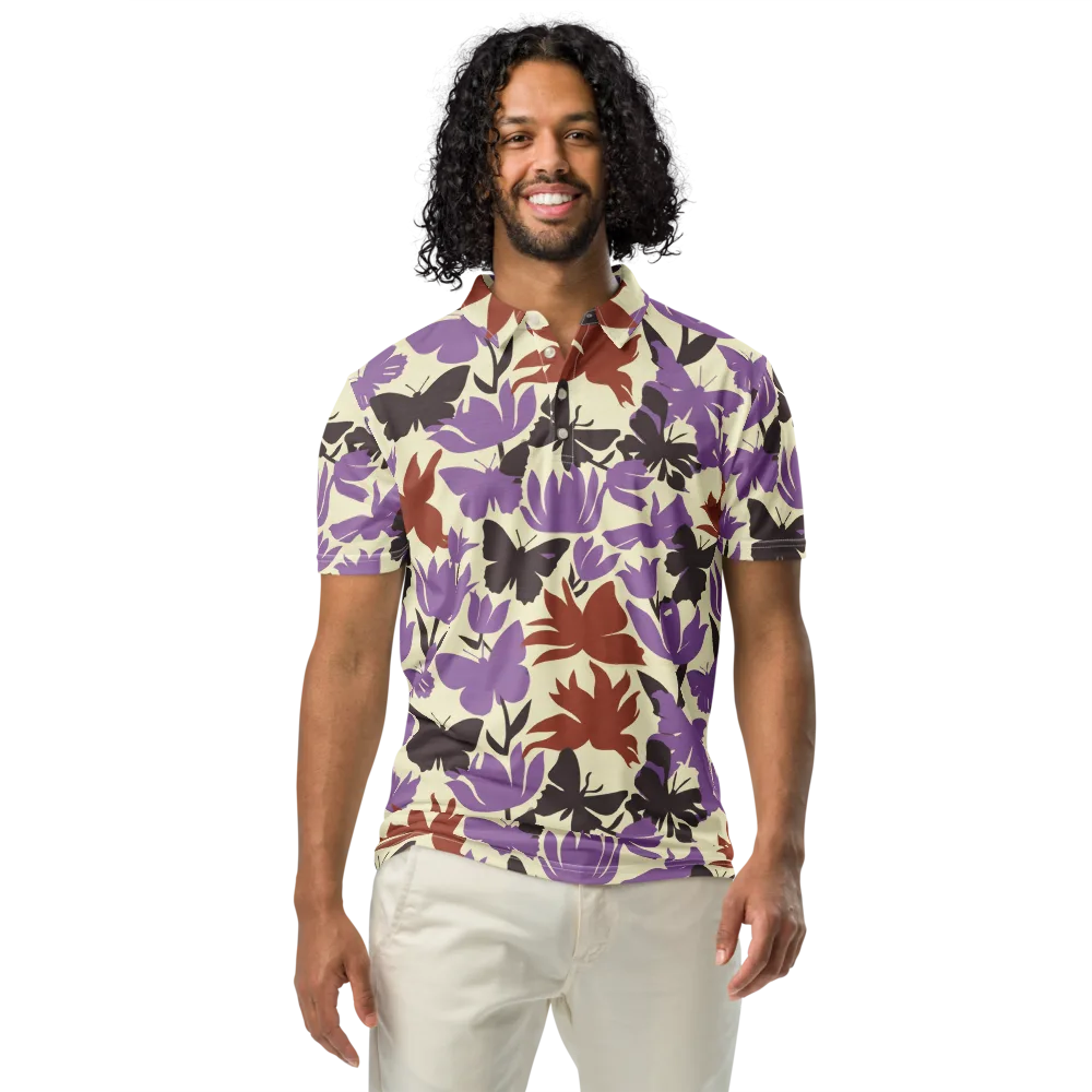 Violet Mariposa on Men's Slim Fit Polo Shirt — Front