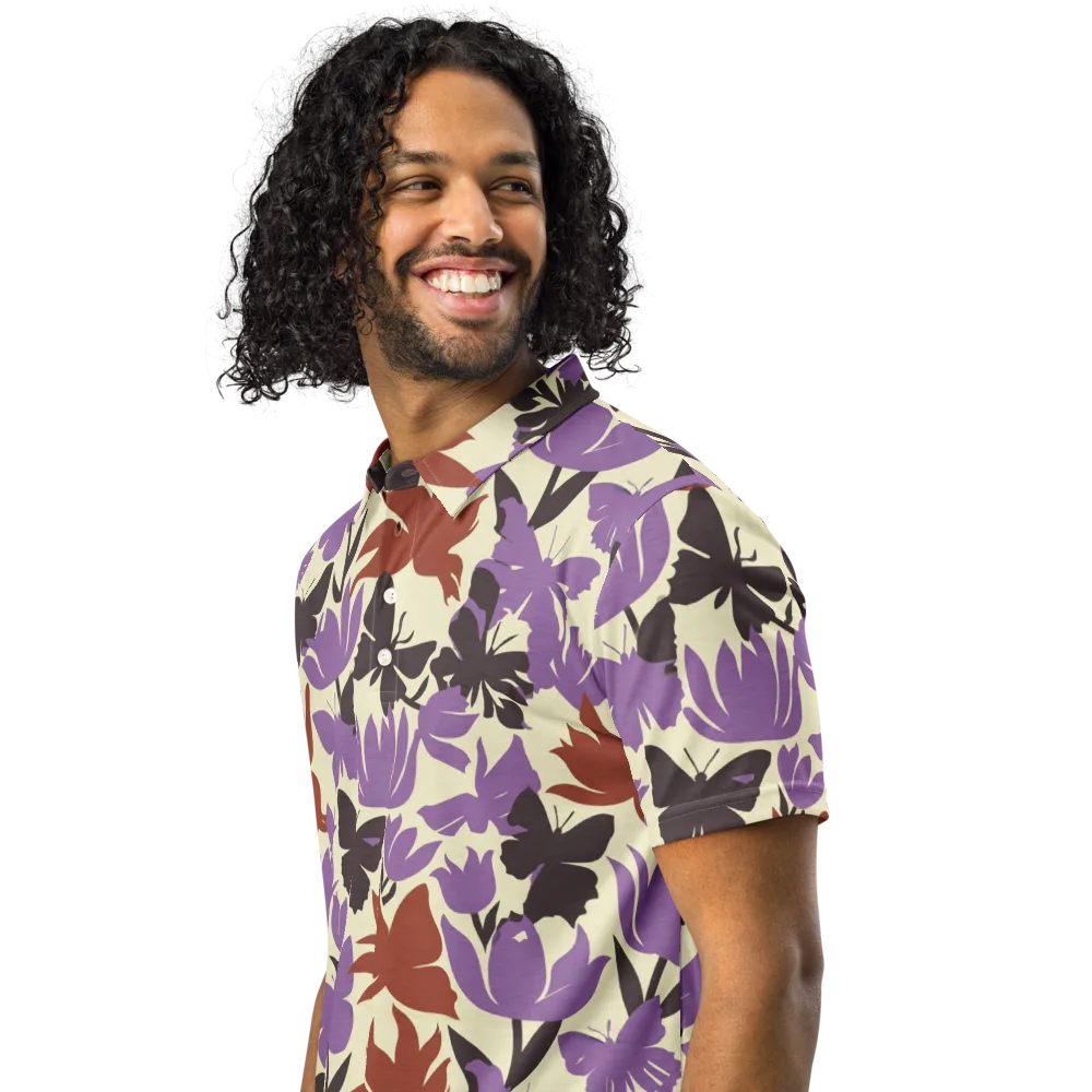 Violet Mariposa on Men's Slim Fit Polo Shirt — Left Front