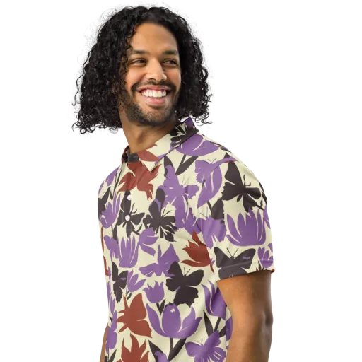 Violet Mariposa on a Men's Slim Fit Polo Shirt