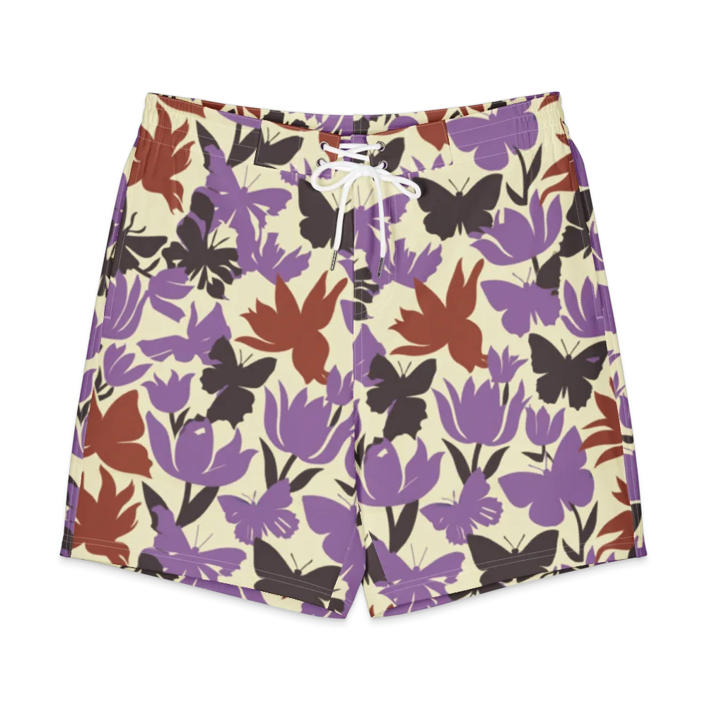 Violet Mariposa on Men's Board Shorts — Front