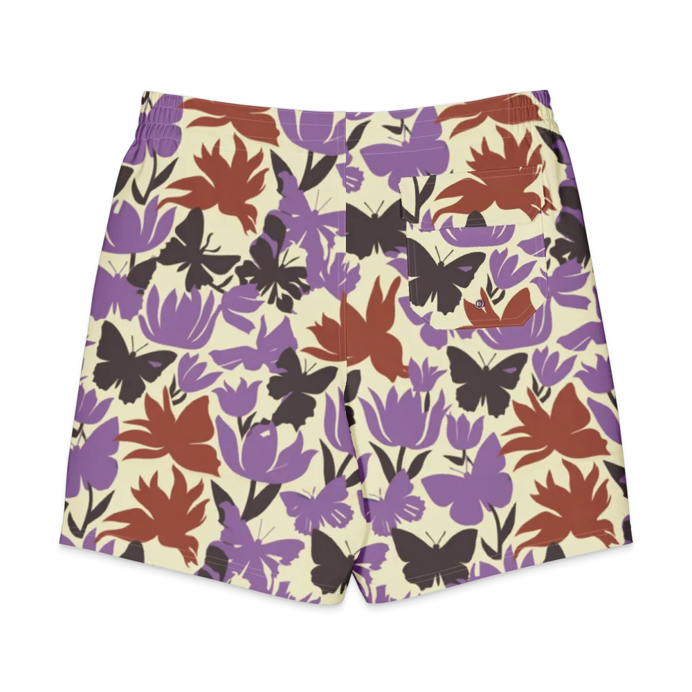 Violet Mariposa on Men's Board Shorts — Back